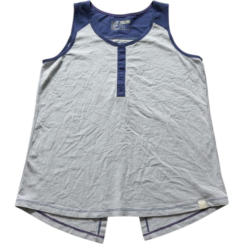 5.11 Tactical Womens Gray Navy Blue Split Back Henley Tank Top Size S